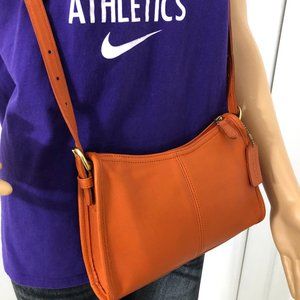 vintage Coach orange leather cross body Mini Hobo bag Style 4104 .